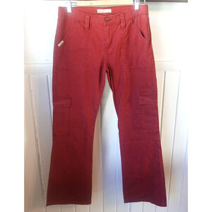 Vintage Y2K Bongo Pants Womens 11 Red Cargo Straight Leg Stretch Low Rise Pocket